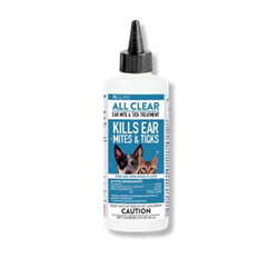 EAR MITE & Tick Treatment All Clear  4 oz. (12) 